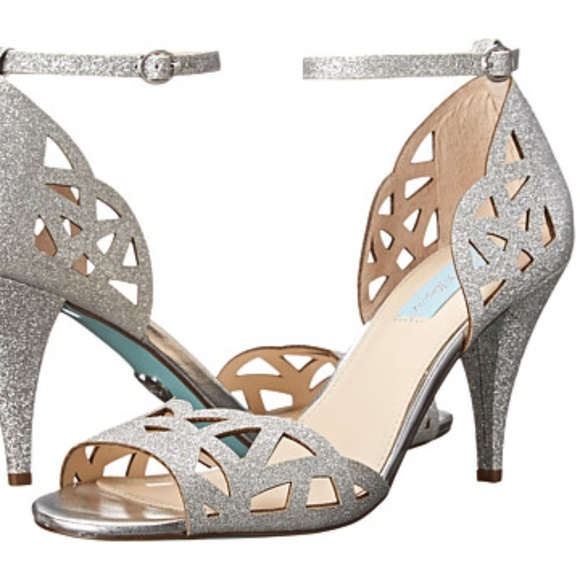 Betsey Johnson Shoes - Betsy Johnson Sophia silver glitter cut out heel